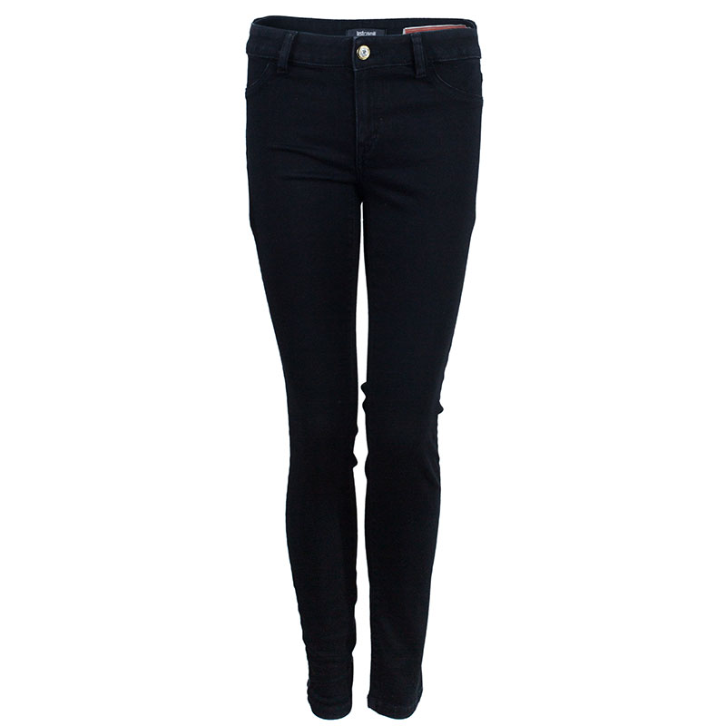 Pre Owned Just Cavalli Black Embellished Pocket Skinny Jeans M