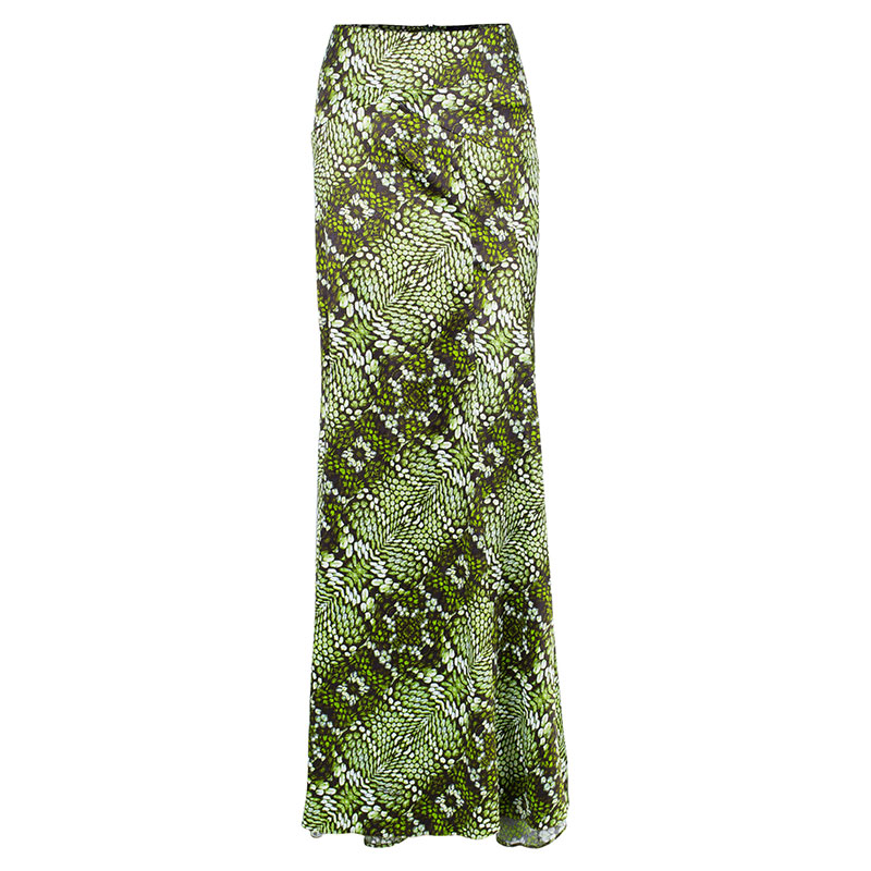 Just Cavalli Snake Print Green Maxi Skirt L