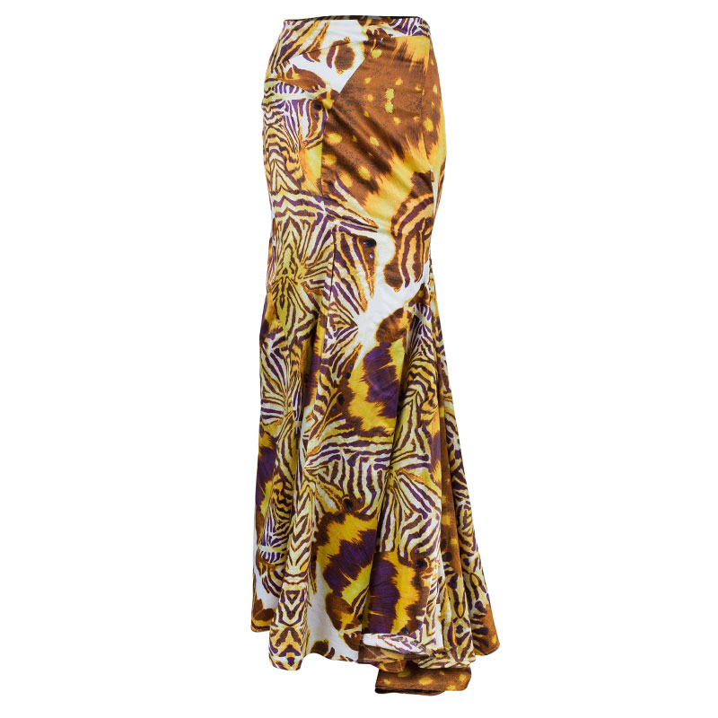 مملوكة مسبقًا Just Cavalli Brown Animal Print Maxi Skirt M