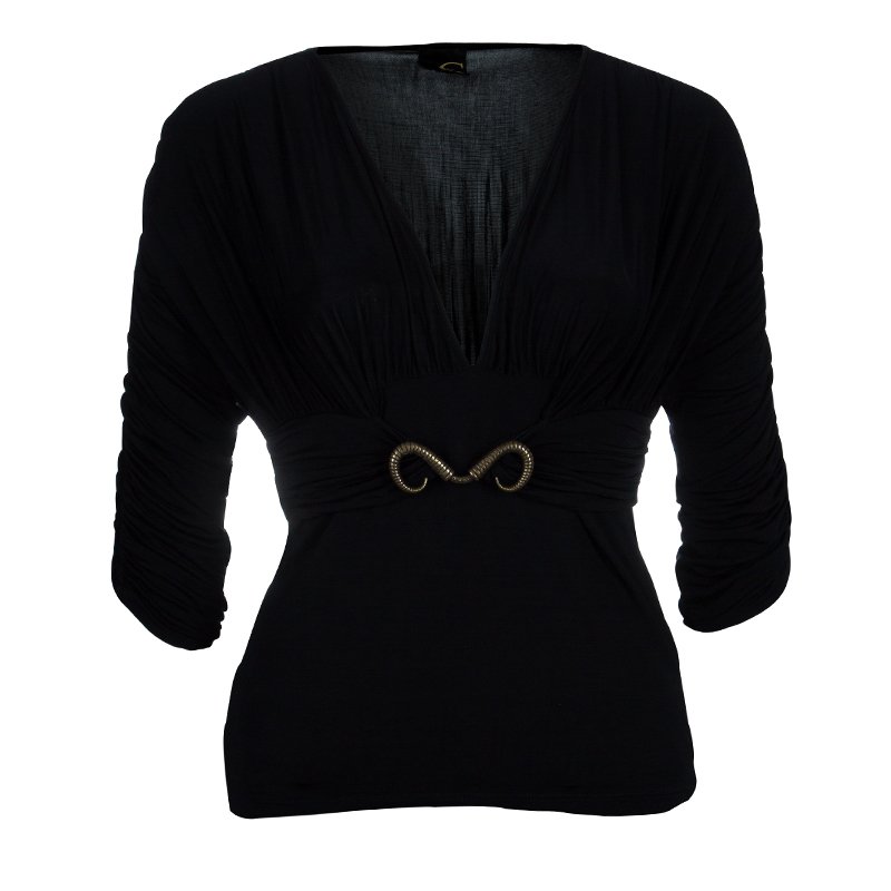 Pre Owned Just Cavalli Black Draped Top M