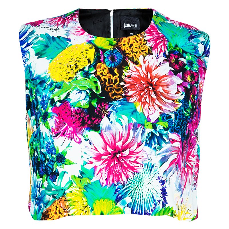 مملوكة مسبقًا توب جست كافالي نقوش أزهار متعددة الألوان S