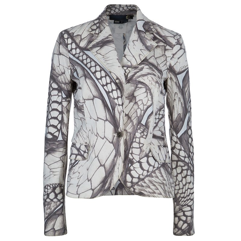 Pre Owned Just Cavalli Off-White Printed Blazer S
