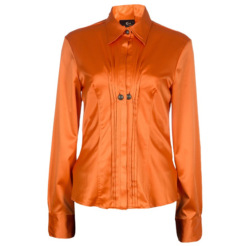 Pre Owned Just Cavalli Orange Button Down Shirt L