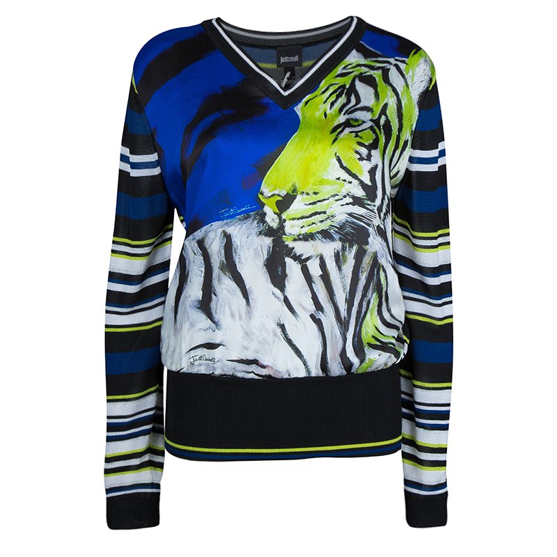 Pre Owned Just Cavalli Tiger Print Sweatshirt L