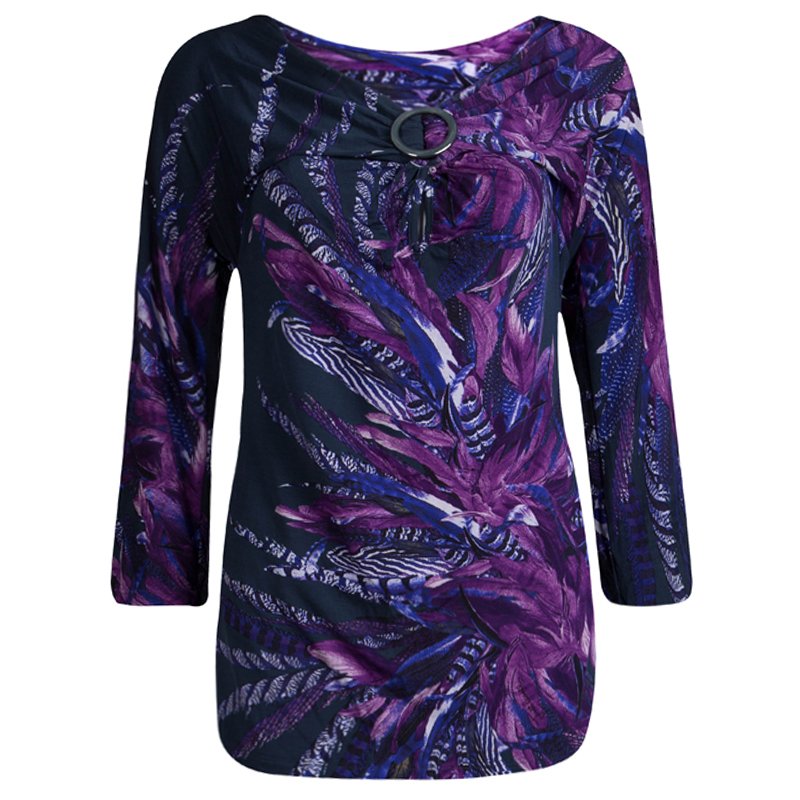 Just Cavalli Multicolor Draped Knit Long Sleeve Blouse XL