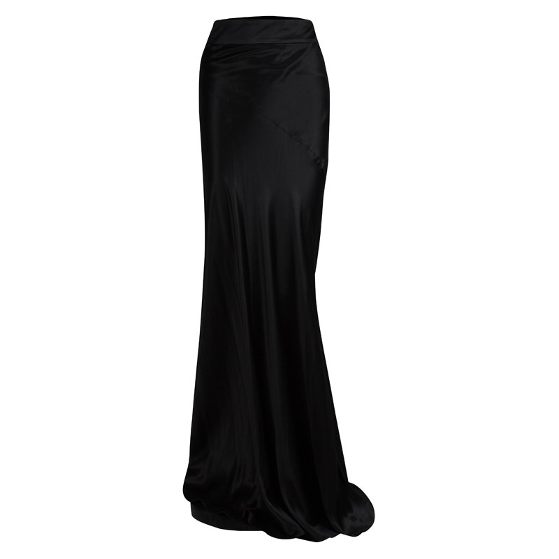 Just Cavalli Black Silk Maxi Skirt M