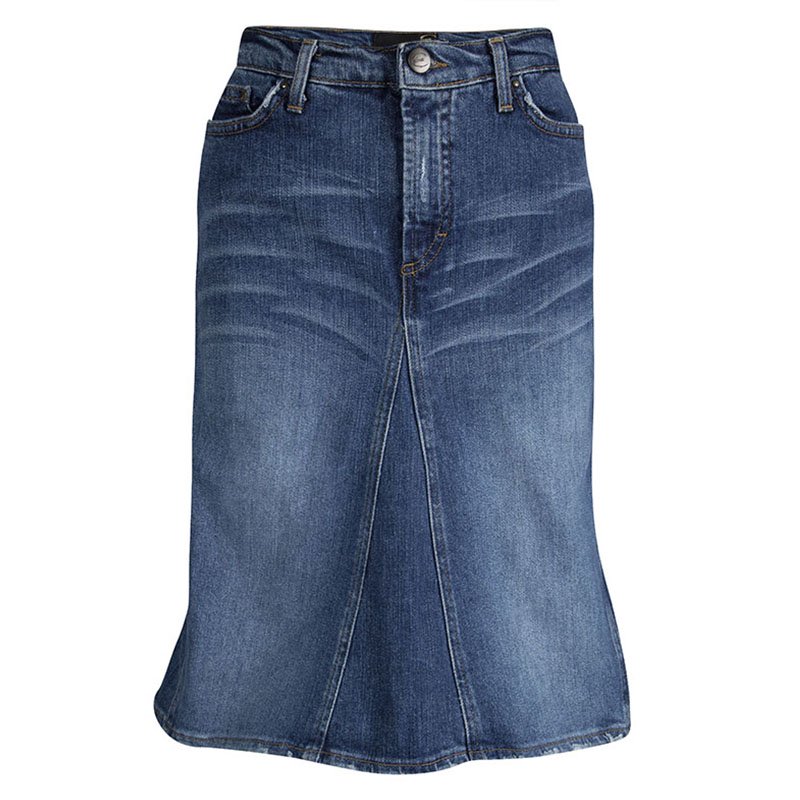 Pre Owned Just Cavalli Indigo Washed Denim Skirt M