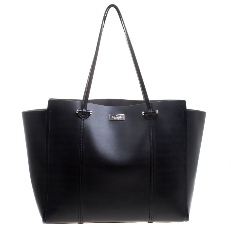 Pre Owned Kate Spade Black Leather Large Arbour Hill Elodie Shopping Tote