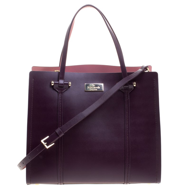 Pre Owned Kate Spade Purple Leather Annelle Arbour Hill Tote