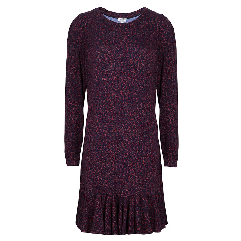 Pre Owned Kenzo Red/Navy Drop Waist Dress XL
