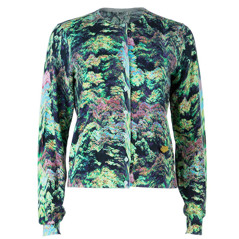 Pre Owned كارديغان كينزو مطبوع متعدد الألوان M