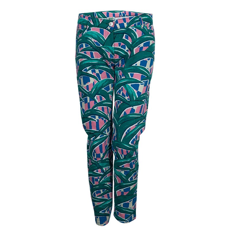 Kenzo Green Printed Denim Pants M