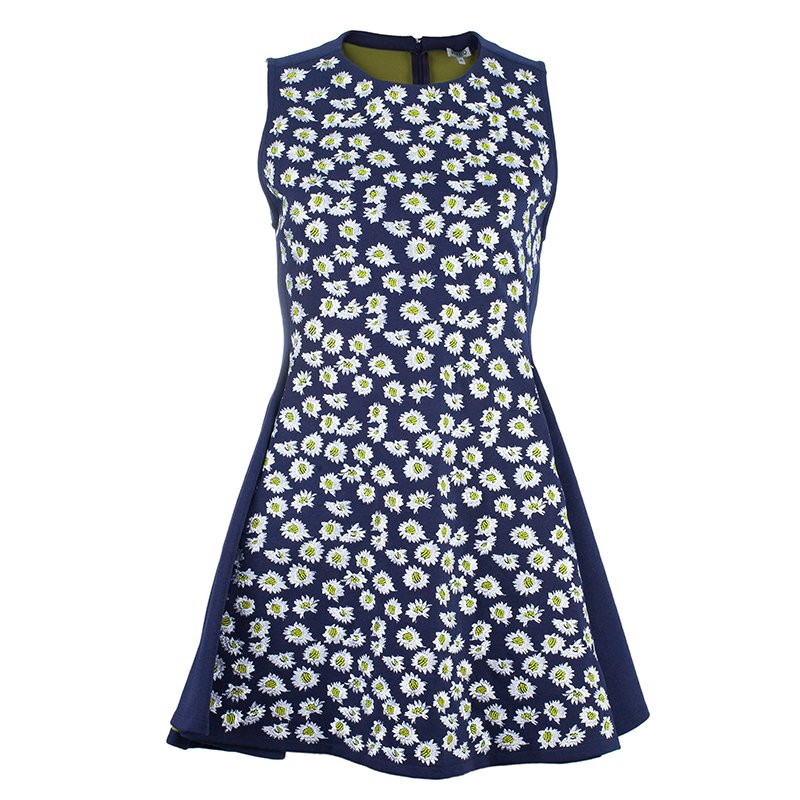 Kenzo Navy Embroidered Flare Dress M