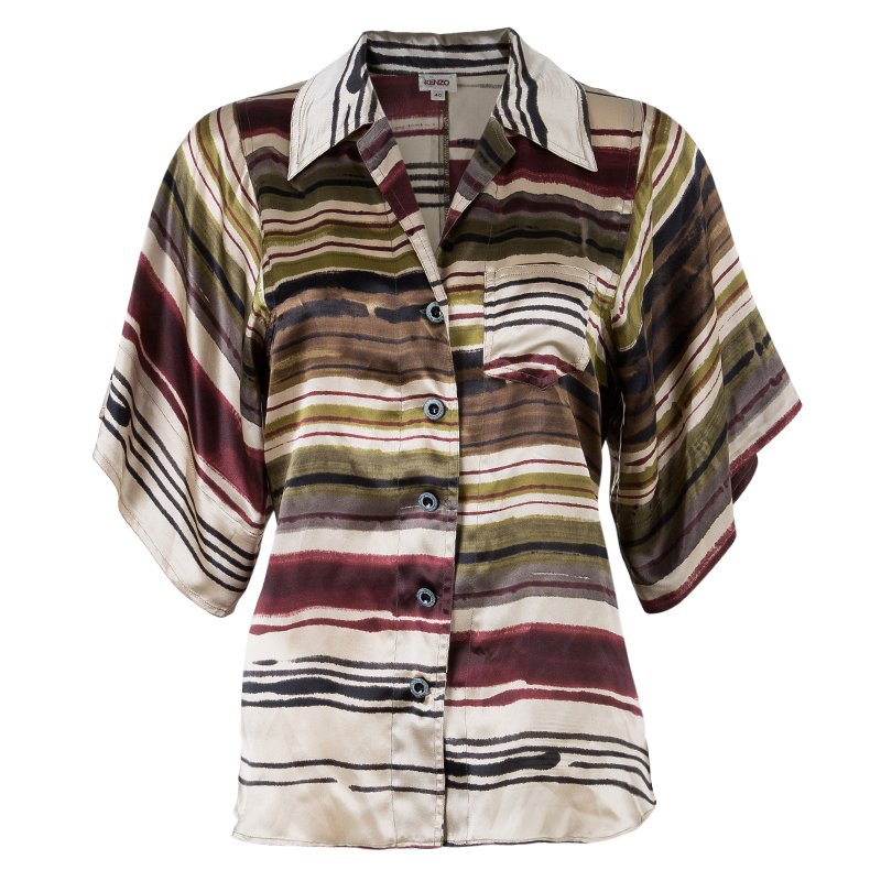 Pre Owned Kenzo Multicolor Striped Top M