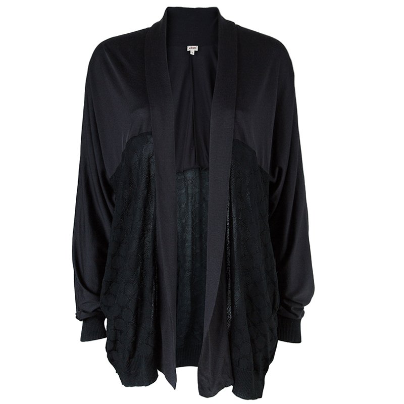 Pre Owned Kenzo Black Textured Cardigan S