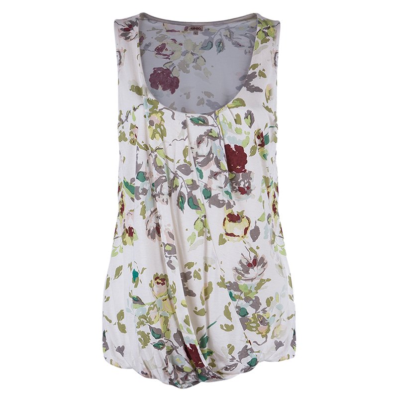 Pre Owned Kenzo Floral Print Tank Top L