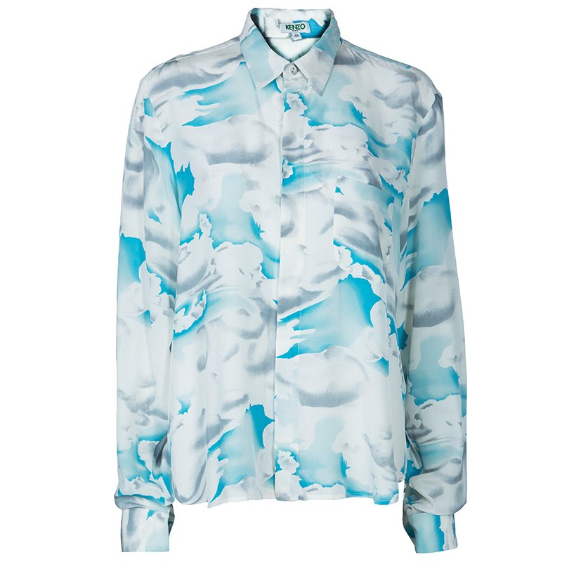 Pre Owned Kenzo Blue Printed Shirt XL