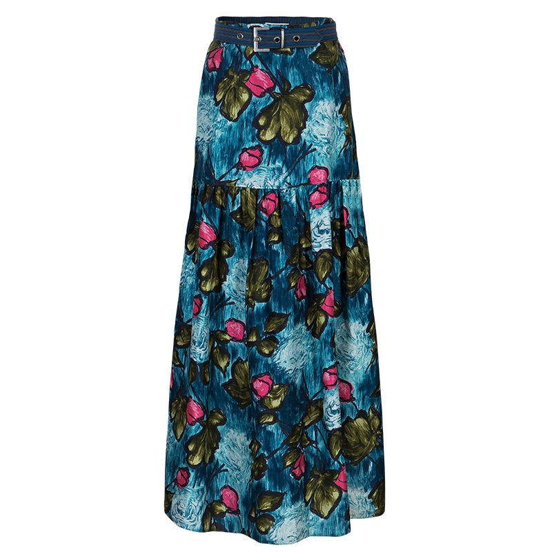 مملوكة مسبقًا Kenzo Multicolor Gathered Cotton Maxi Skirt M