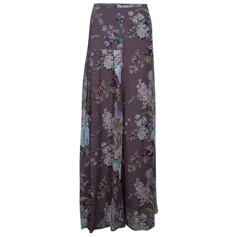 Pre Owned Kenzo Floral Chiffon Maxi Skirt L