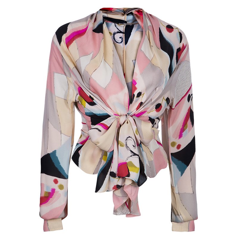 Pre Owned Kenzo Watercolor Silk Top L 