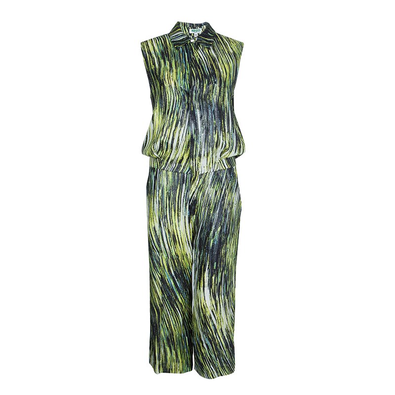 Kenzo Animal Print Silk Jumpsuit M