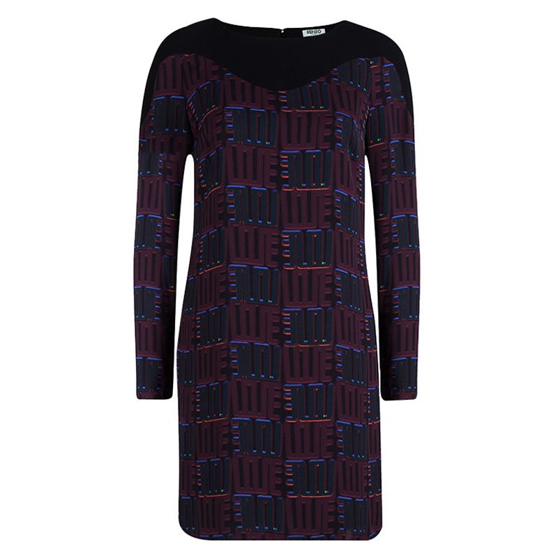 Pre Owned Kenzo Multicolor Love Printed Long Sleeve Dress S