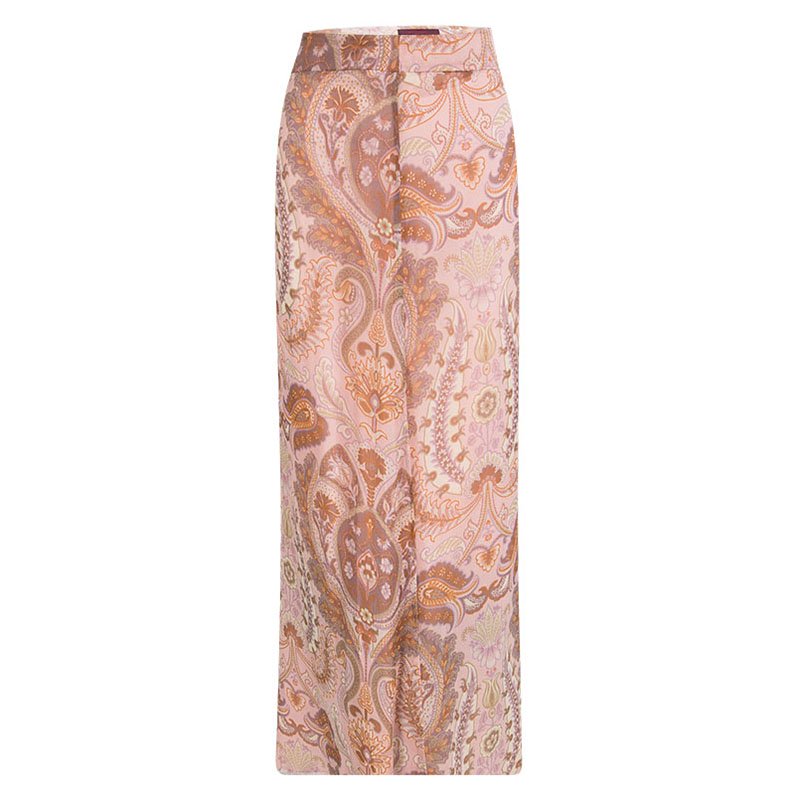 Kenzo Pink Paisley Printed Silk Chiffon Tie Detail Skirt M
