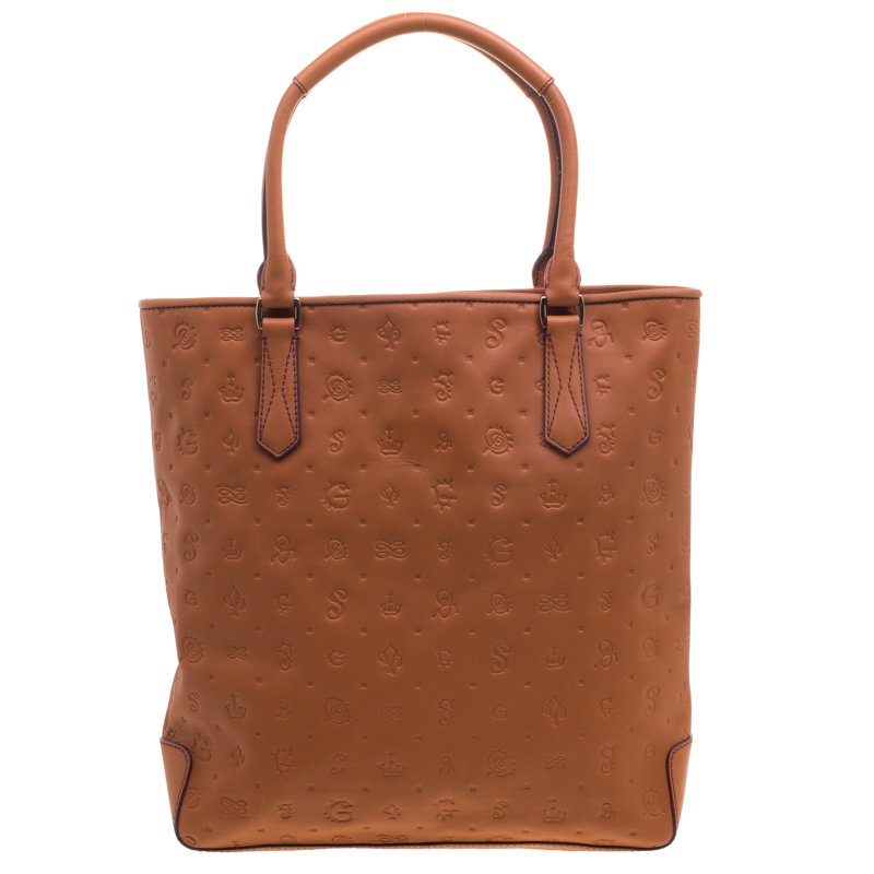 Pre Owned Lancel Copper Brown Dalifun Daligramme Leather Tote
