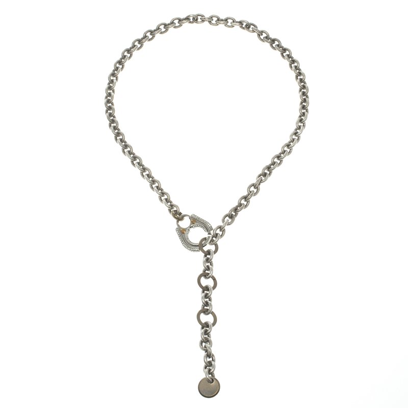 Lanvin Silver Tone Chain Link Necklace