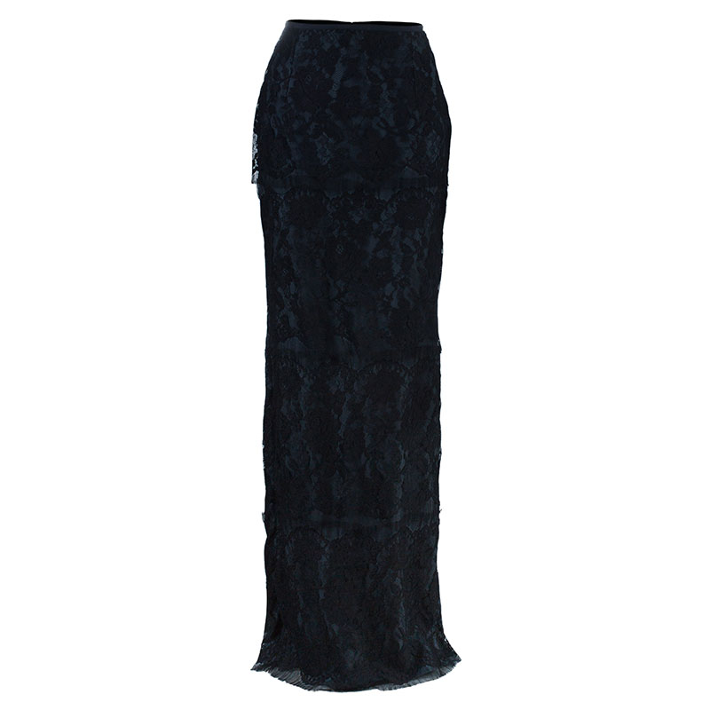 Pre Owned Lanvin Tiered Lace Maxi Skirt M