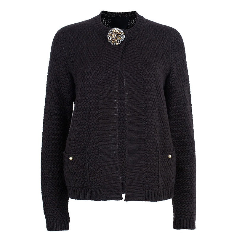 Pre Owned Lanvin Brown Wool Cardigan M