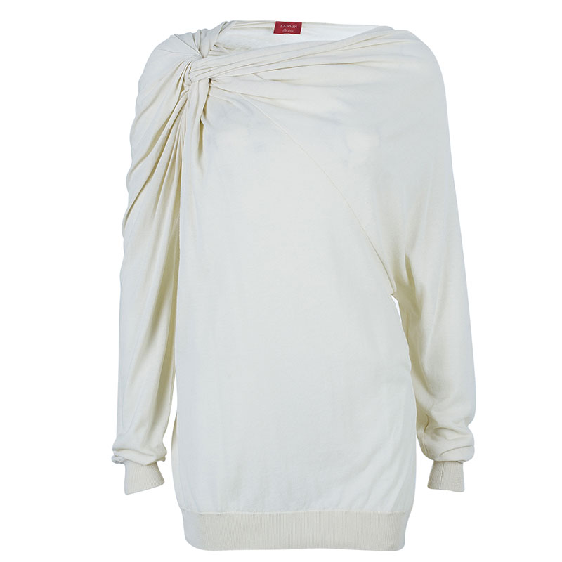 Pre Owned Lanvin Beige Knot Detail Top M