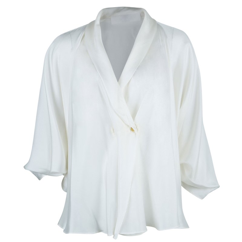 Lanvin White Oversize Silk Top M