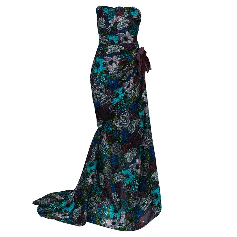 Lanvin Multicolor Floral Print Gown L