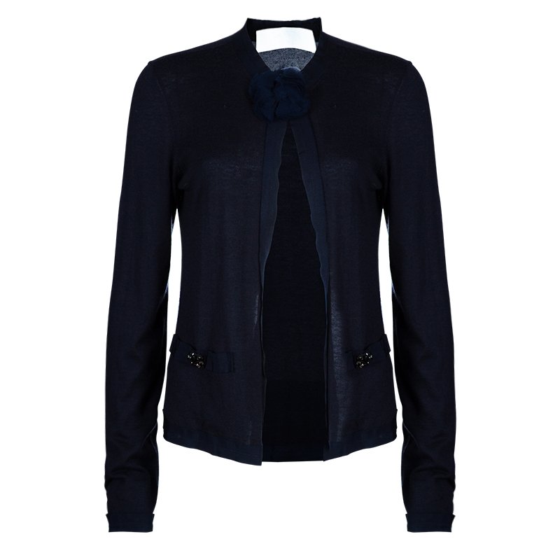 Pre Owned Lanvin Navy Two Pocket Cardigan M