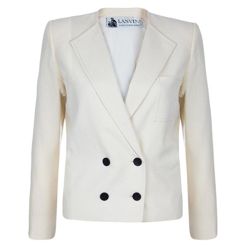 Pre Owned Lanvin Off-white Wool Short Jacket M