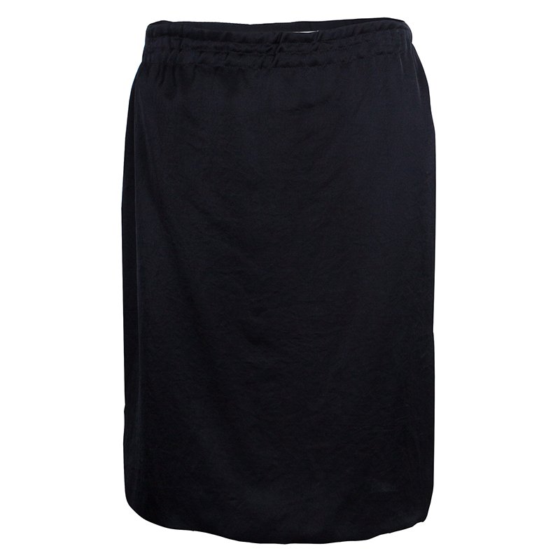 Pre Owned Lanvin Black Silk Skirt S