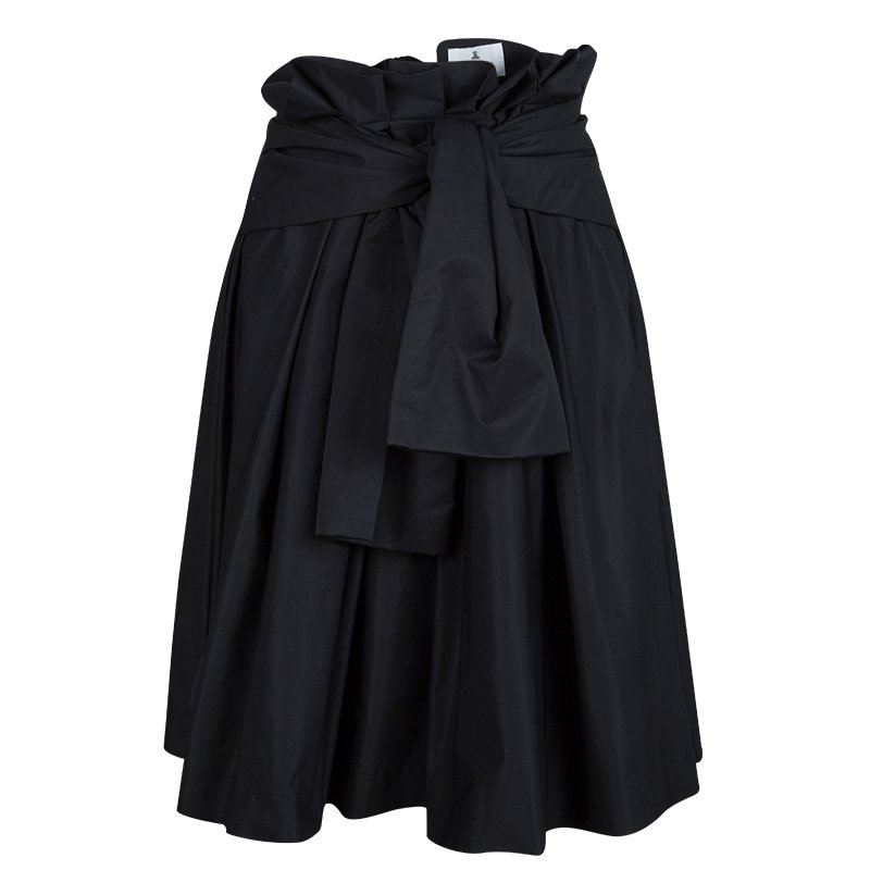Pre Owned Lanvin En Blue Black Pleat Detail Skirt M