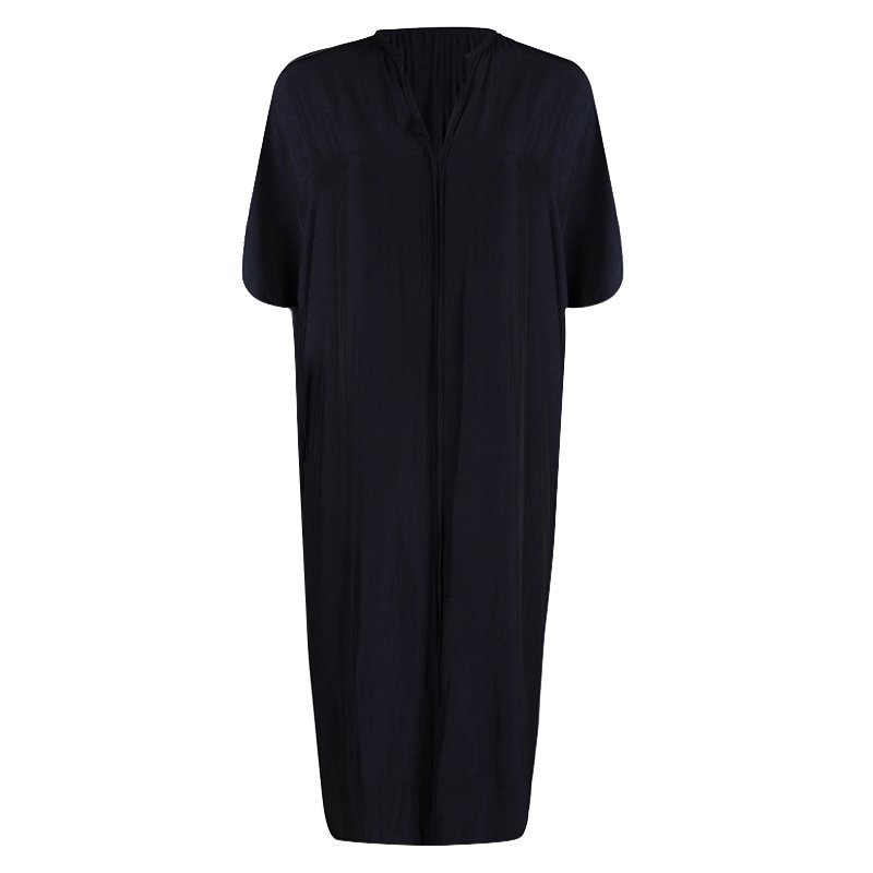 Pre Owned Lanvin Navy Blue Draped Kaftan Dress L
