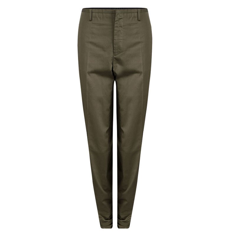 Pre Owned Lanvin Khaki Brown Cotton Trousers M