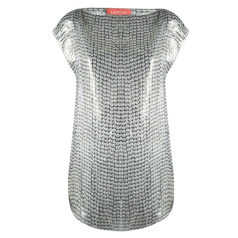 Pre Owned Lanvin Metallic Lurex Silk Sleeveless Sheer Top M
