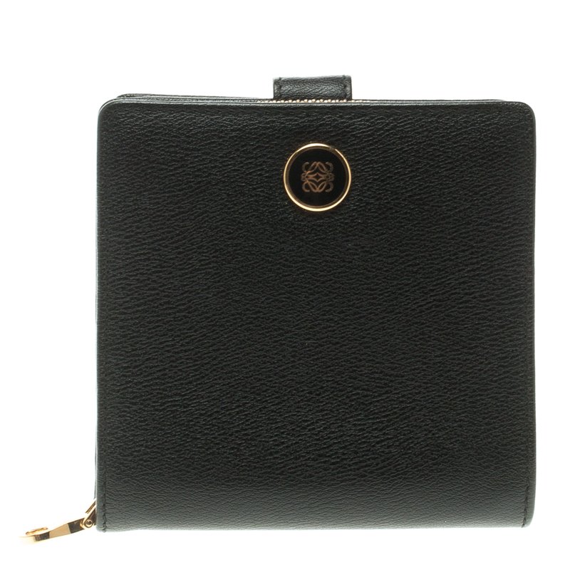 Loewe Black Leather Compact Wallet 