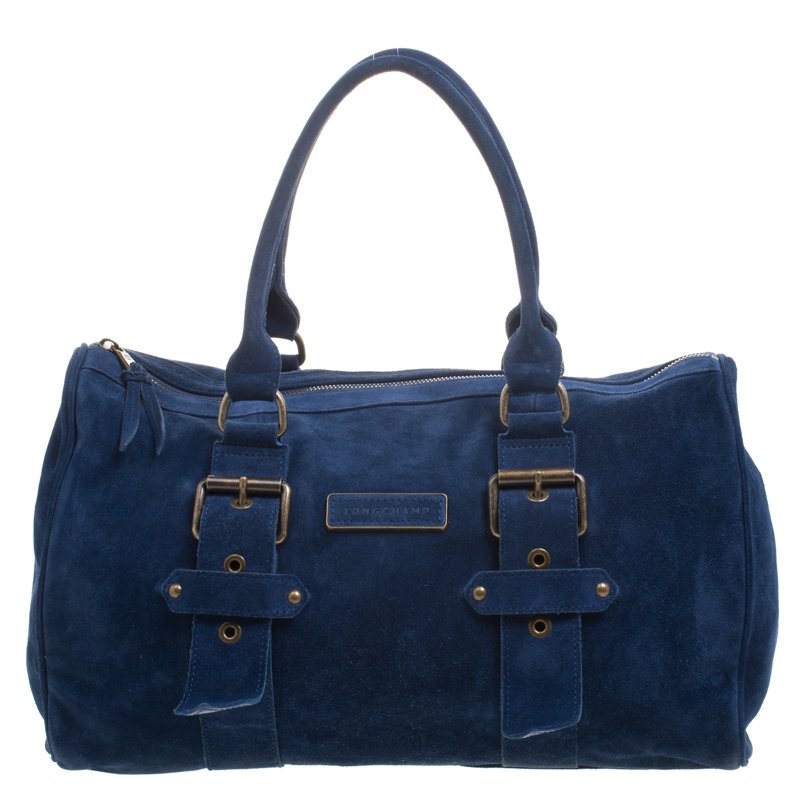 Longchamp Blue Suede Satchel