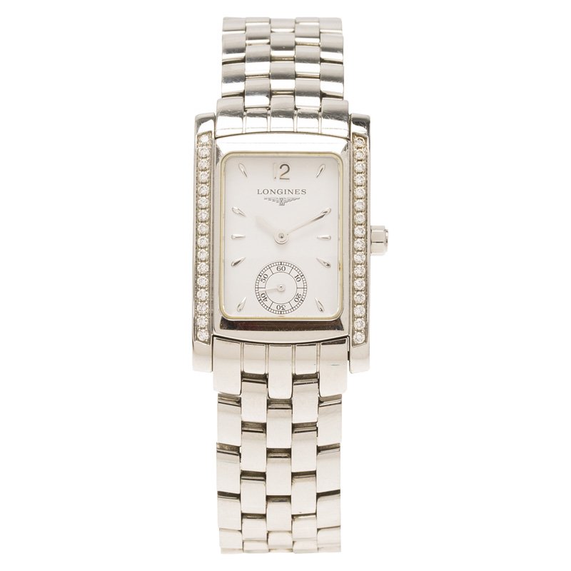 Longines White Stainless Steel Diamonds Dolce Vita Women's Wristwatch 22MM
