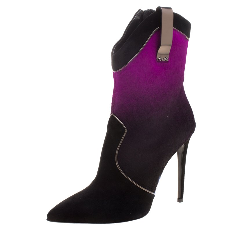 purple high heel boots