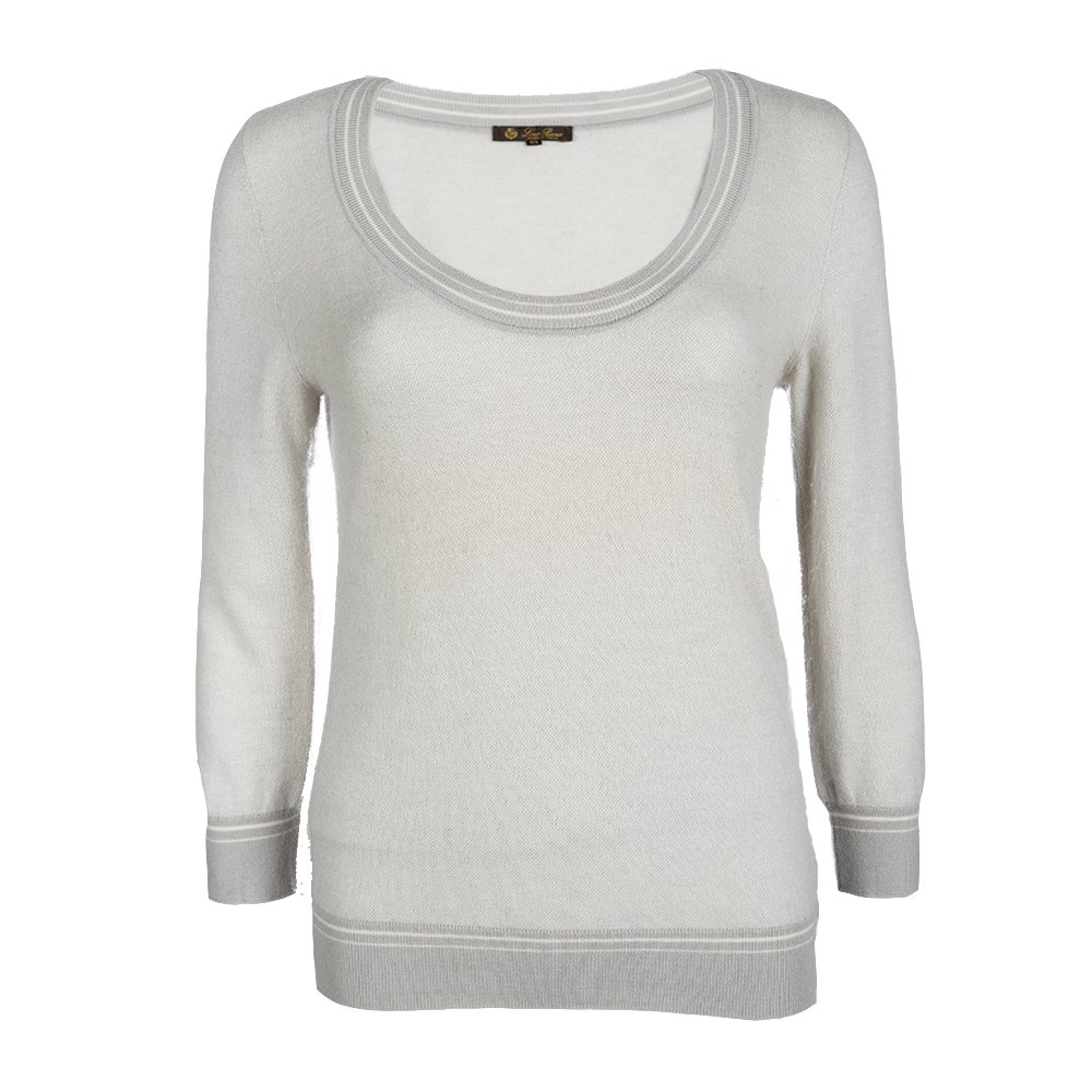Pre Owned Loro Piana Cashmere Grey Long Sleeve Sweater M