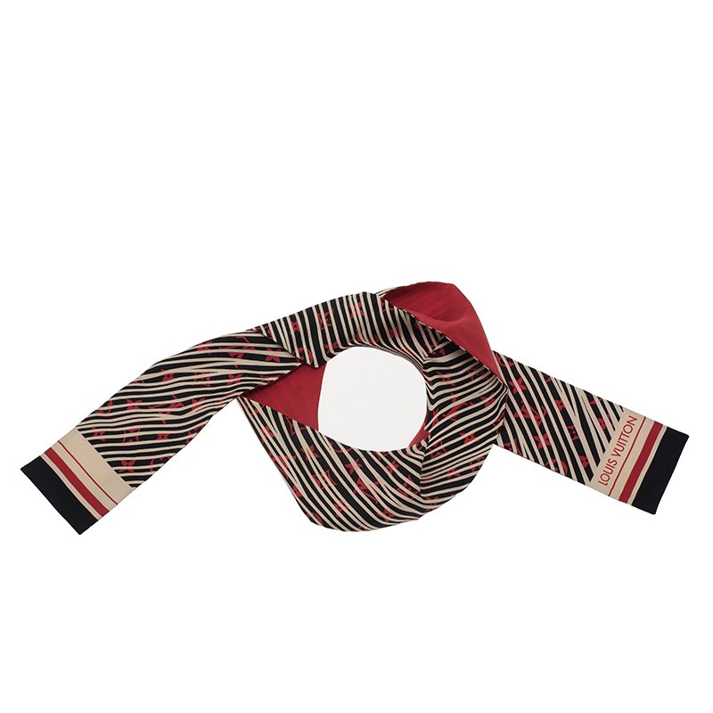 Pre Owned Louis Vuitton Black, White and Red Almazing Silk Bandeau