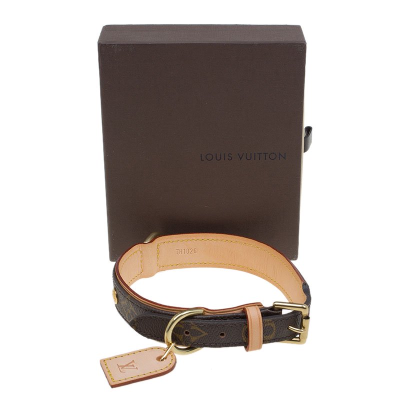 LOUIS VUITTON Baxter XS Monogram Dog Collar God Ribbon Brown Pet Supply  with box 