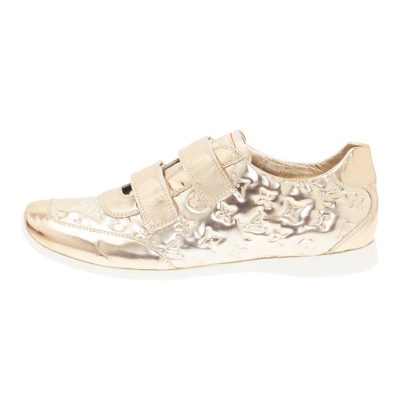 Louis Vuitton Metallic Gold Monogram Mirror Tennis Shoes Size 37.5 Louis  Vuitton | The Luxury Closet