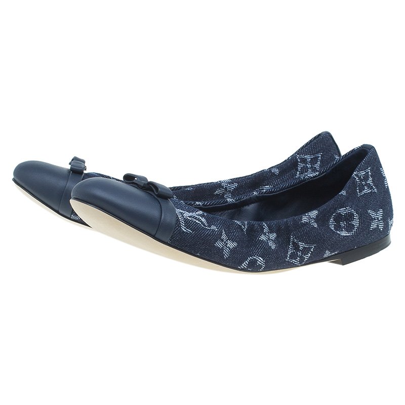 Louis Vuitton LV Navy Blue Leather Ballerina Ballet Flats (Size 36.5)